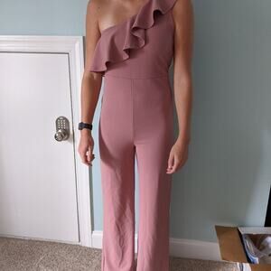 NWT, Altar'd State romper, Pink, size Medium, Ruffled shoulder